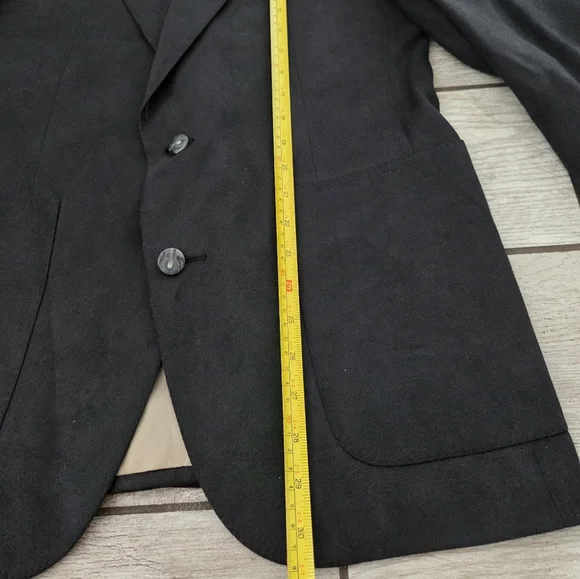 Vintage Lanvin Black Feather Suede Blazer Mort Wallin Mens 40R USA Made Luxury